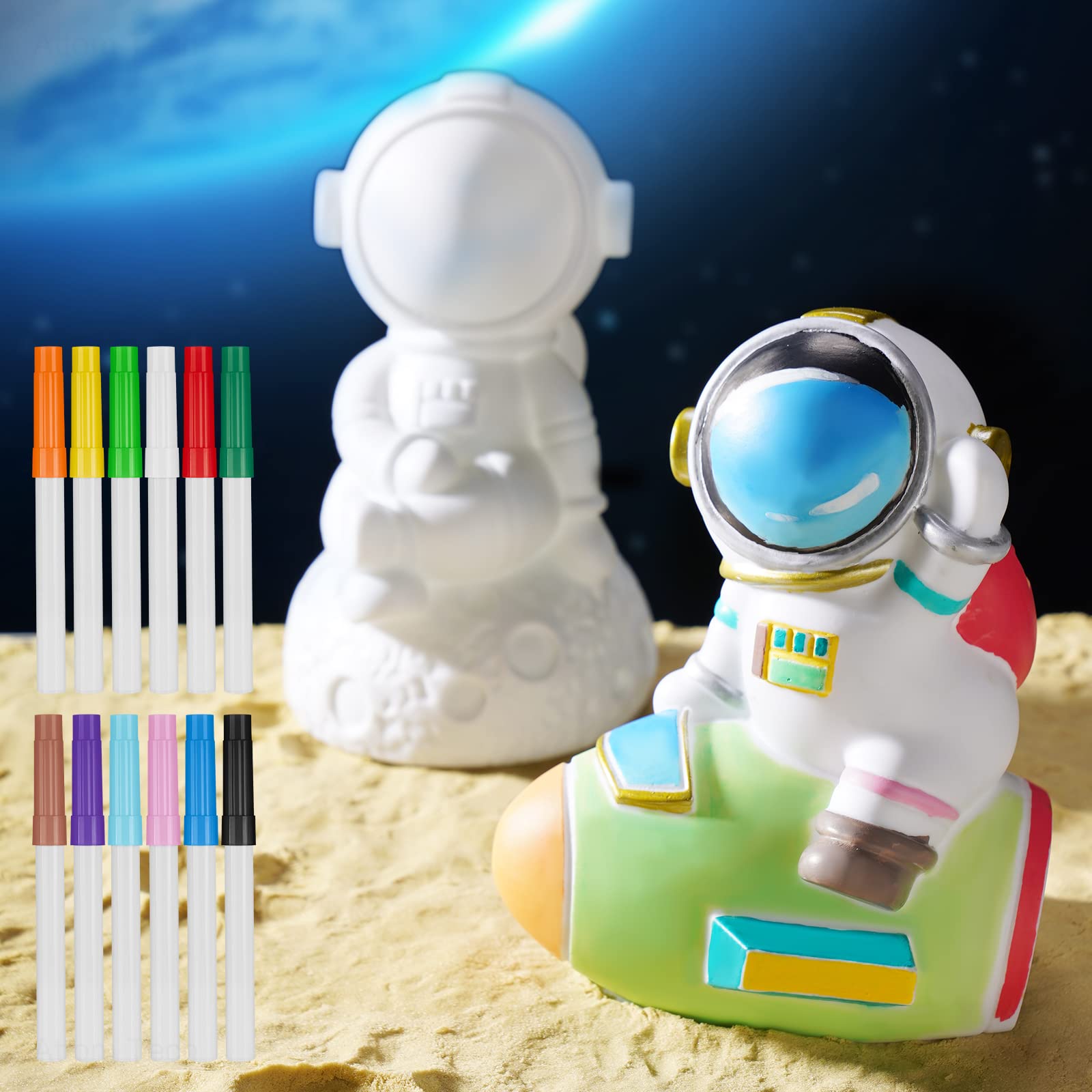 NiArt Astronaut Piggy Bank DIY Craft Kit 2 Piggy Banks and 12 Acrylic