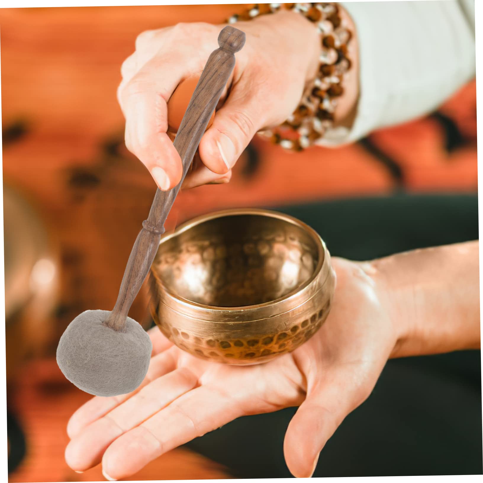 BESPORTBLE Buddha Singing Bowl Mallet Felt Striker for Meditation and Sound Healing Nepal Lightweight and Portable Accessory for Chanting Bowls