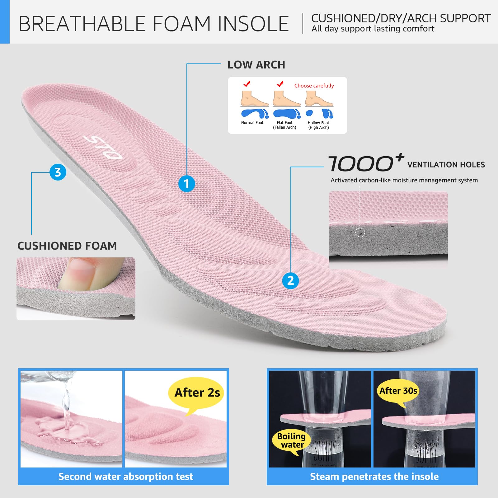 STQ Scarpe da Ginnastica Donna Ortopediche Memory Foam Senza Lacci Comode Sportive Sneakers