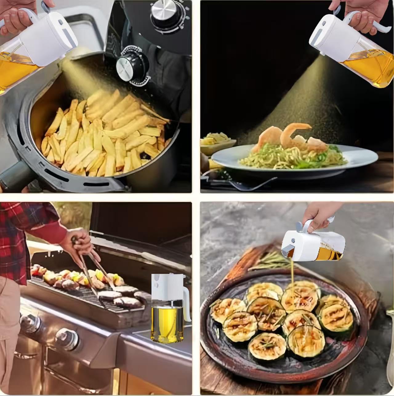 NYXVAULT 16.9oz/500ml Olive Oil Sprayer for Cooking - 2 in 1 Olive Oil Dispenser for Kitchen Gadgets, Air Fryer, Salad, and BBQ, spray bottles