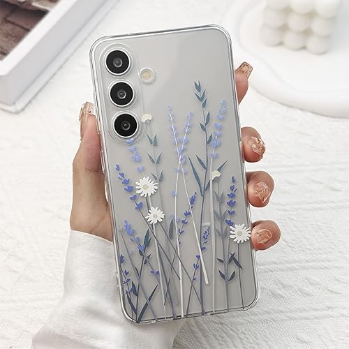 Miniatura 9 de para Funda de Samsung Galaxy S23, Funda Floral de Flores Lindas con Patrón de Lavanda Transparente y Estética para Mujeres y Niñas, Funda Lavanda
