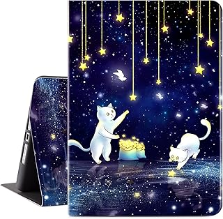 ipad 10.2 Case 7th/8th/9th Generation Cover 2019/2020/2021, Vimorco Soft Rubber Back Cover, Protective Leather Case, Adjustable Stand Auto Wake/Sleep Smart Case, Cat with Star