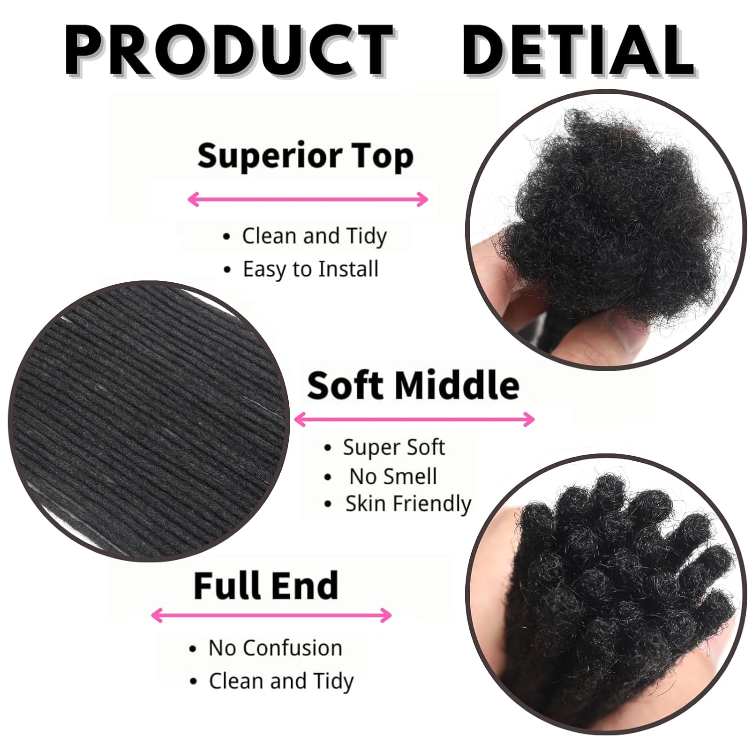 Dreadlock Extensions Human Hair 16 Inch 10 Strands 0.6 cm Width Loc Extensions 100% Real Human Hair Dreadlock Extensions Can Be Dyed Bleached Loc Extension for Men and Women (10 Strands Natual Black)