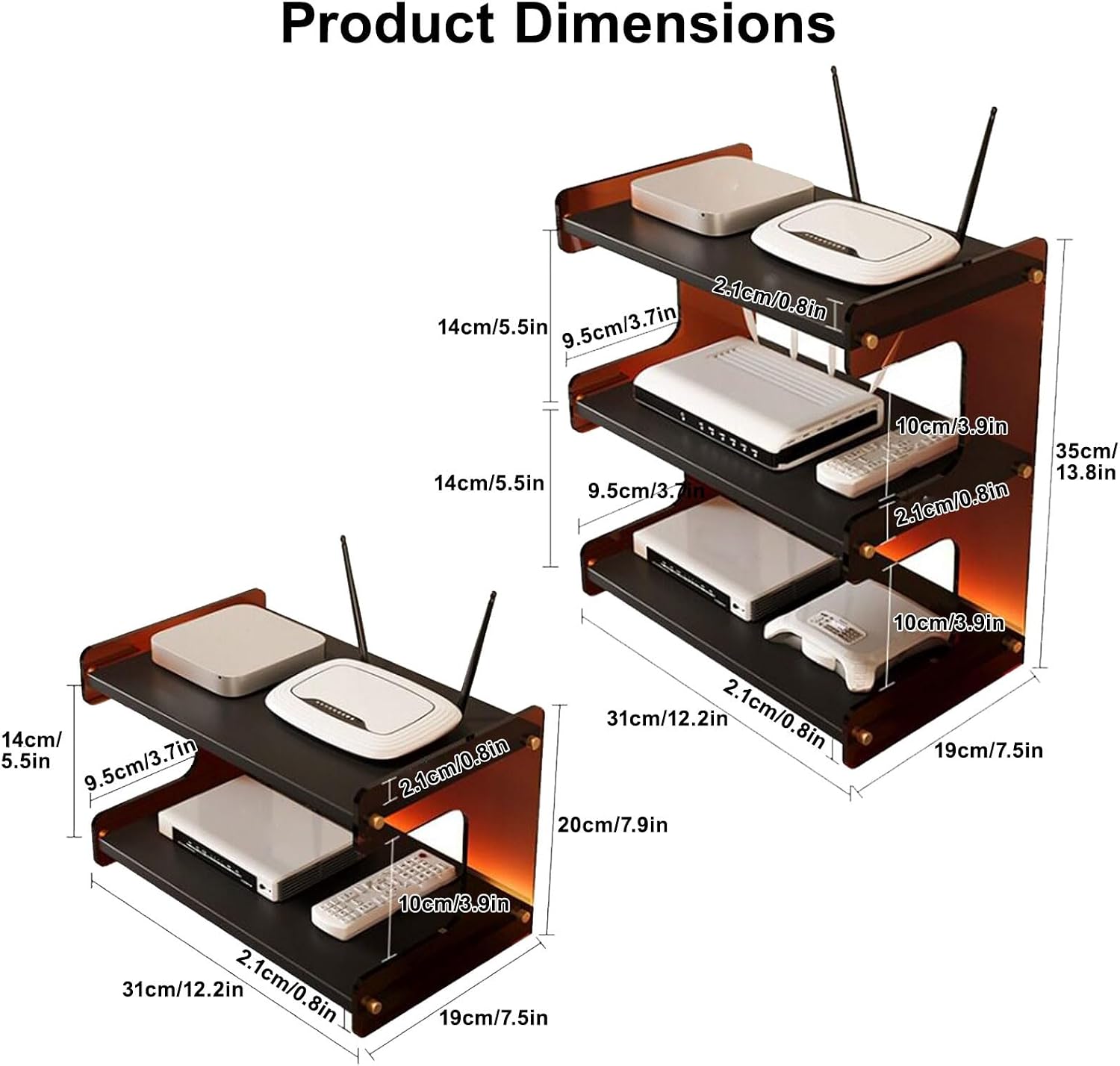 WiFi Router Storage Box, Floor Standing Router Storage Box Modem, Floor Storage Cabinet, Invisible Storage Multi-Layer, Storage Box for Living Room, Office(20cm/7.9in)