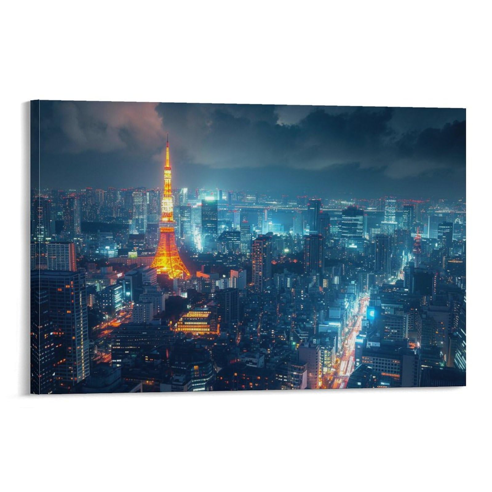 Amazon.co.jp: 絵画 東京の夜景インテリア 絵画 雄大な日本建築