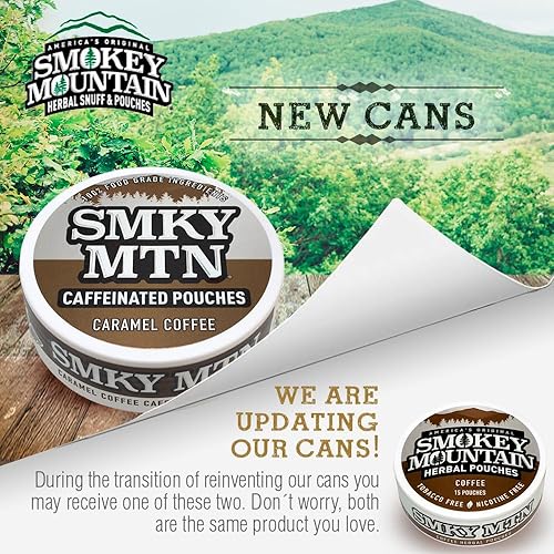 Miniatura 2 de Smokey Mountain Bolsas con cafeína, sabor a café, sin tabaco y sin nicotina, 10 latas, 15 bolsas por lata