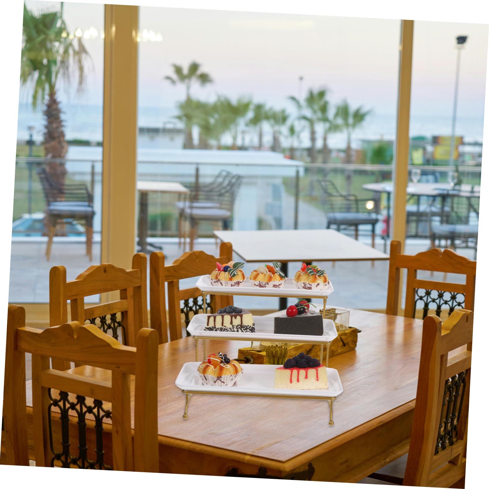 Espositore per dessert, cupcake, frutta e antipasti, elegante ed elegante, bianco, vassoio da portata ideale per buffet ed eventi