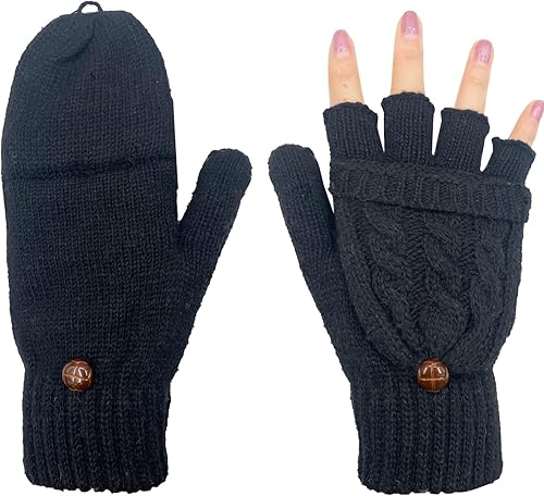 Miniatura 8 de Guantes de invierno cálidos de lana para mujer Beurlike convertible a manoplas sin dedos