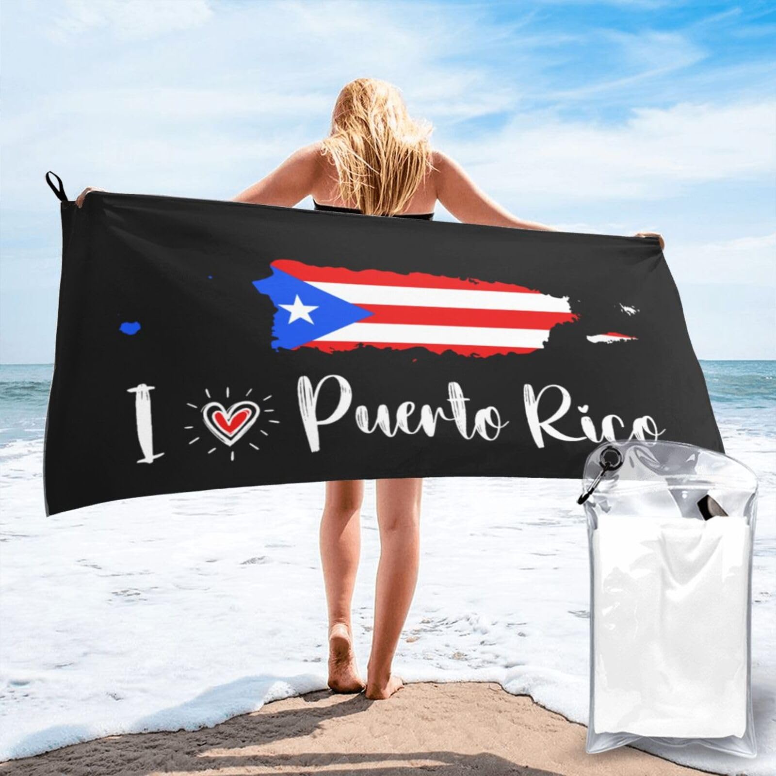 HACXZ Vintage Puerto Rico Absorbent Beach Towel Microfiber Beach Towel Lightweight 31.5"X63"