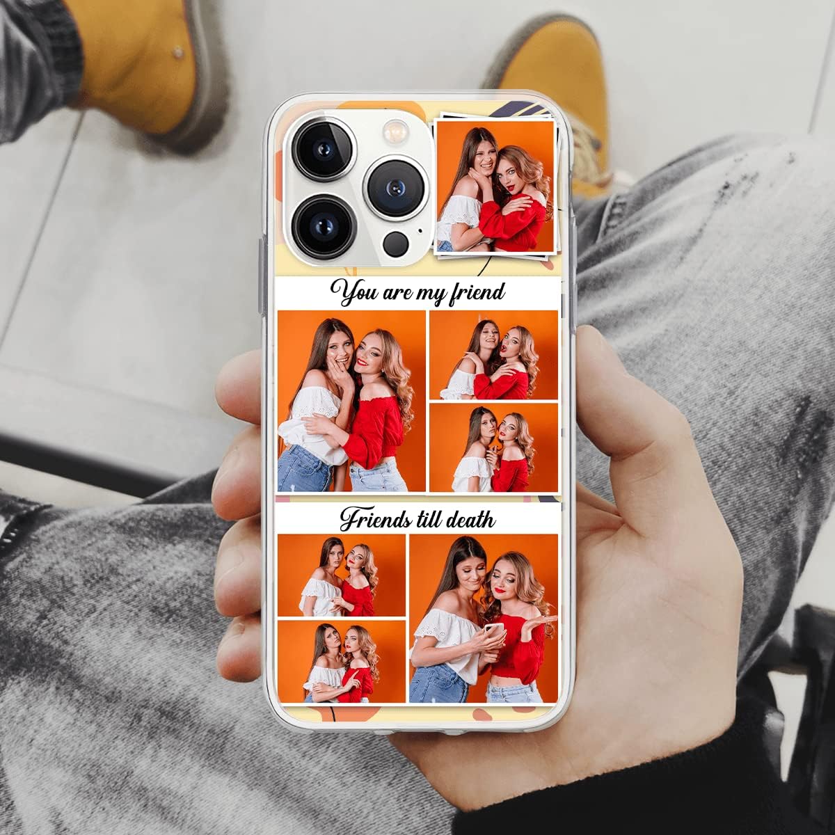 Personalized Best Friend Phone Case Photos Custom Text Soft Waterproof Cases Graduation Gifts for Women Friends Transparent Cover Compatible with 6 7 8 SE X XR XS 11 12 13 14 Pro Max image 5