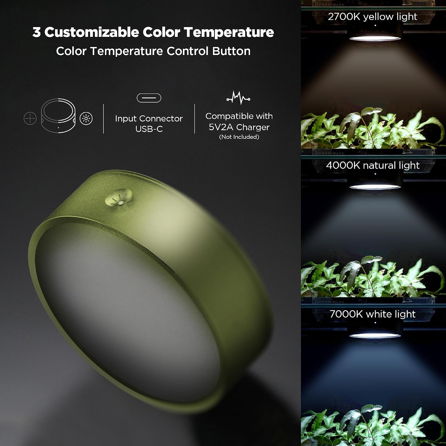 ONF Mist O Magnetic Full Spectrum Grow Light with 2 Stand Kit, Colorfull LED Indoor Plant Light, Puck Grow Light 4 Level dimmable 3 Color Temperature, Under Cabinet, Green image 4