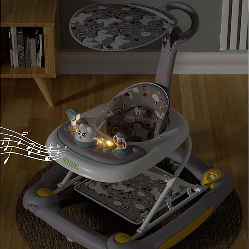 Miniatura 7 de Andador de bebé 4 en 1 con ruedas, altura ajustable, música, luces, modo rockero, combo de caminante de actividad y gorila para niños y niñas de 6 a