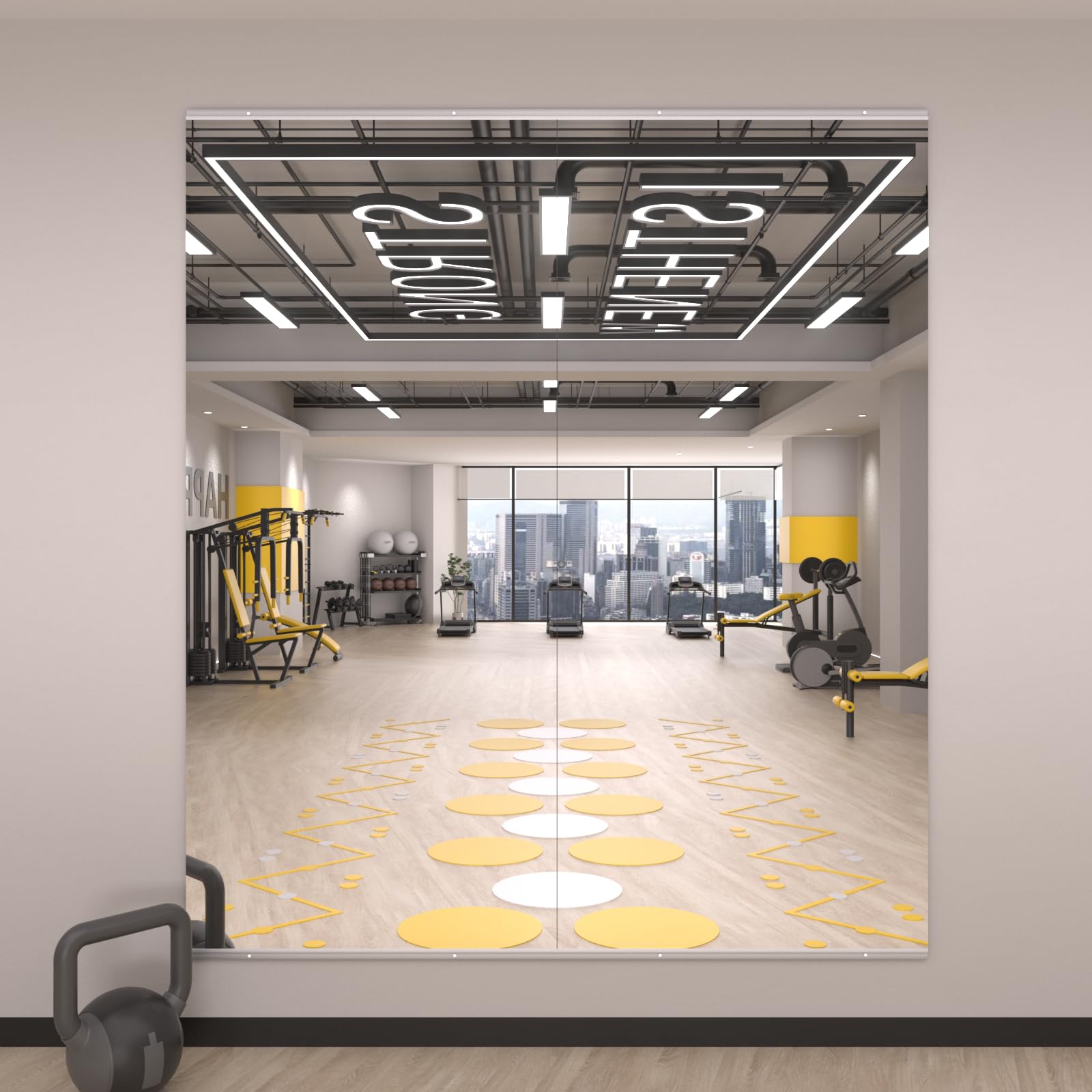 loaao home gym mirror, 63"x28"-2 pcs gym mirrors for wall, frameless, tempered glass, large workout mirrors for home gym, dance studio, yoga room, garage gym