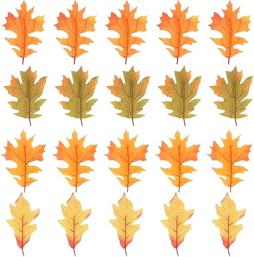 Miniatura 1 de FZBNSRKO 100 hojas de arce artificiales de otoño, hojas de roble de otoño para manualidades, hojas de arce falsas de otoño para Acción de Gracias,