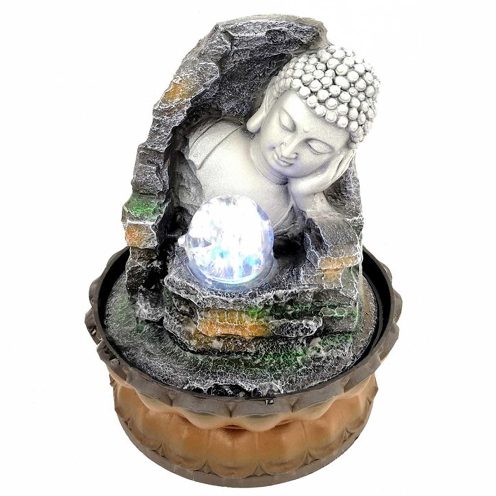 DECORN Tabletop Water Fountain Indoor with Resin Crafted Buddha