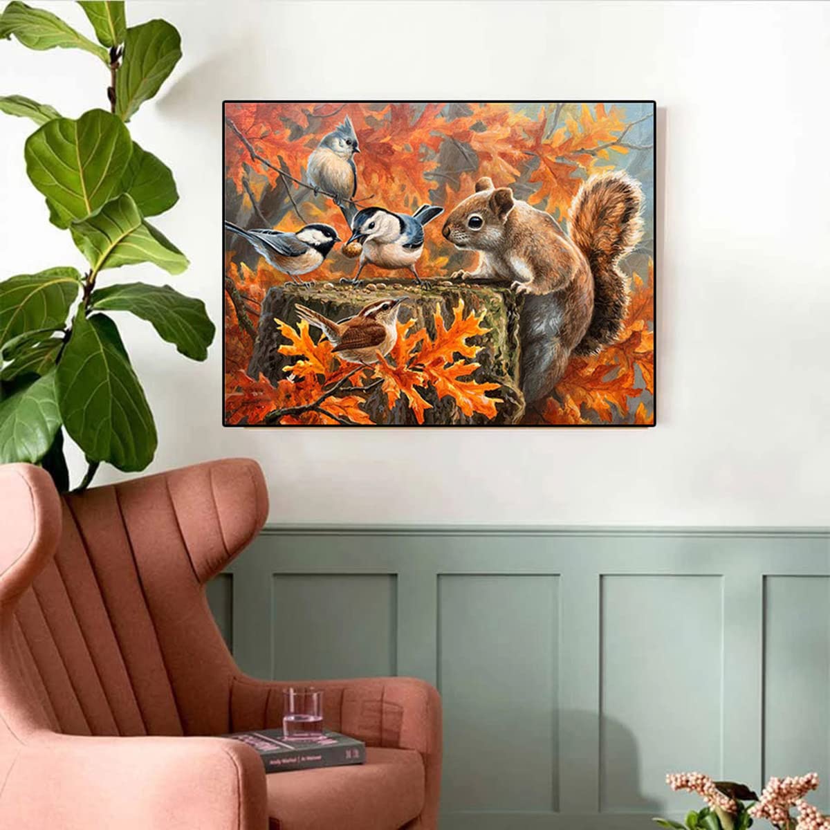 Instarry 5D DIY Diamant Painting Zubehör Full Groß Eichhörnchen und Vogel Room Decor 90x60 cm