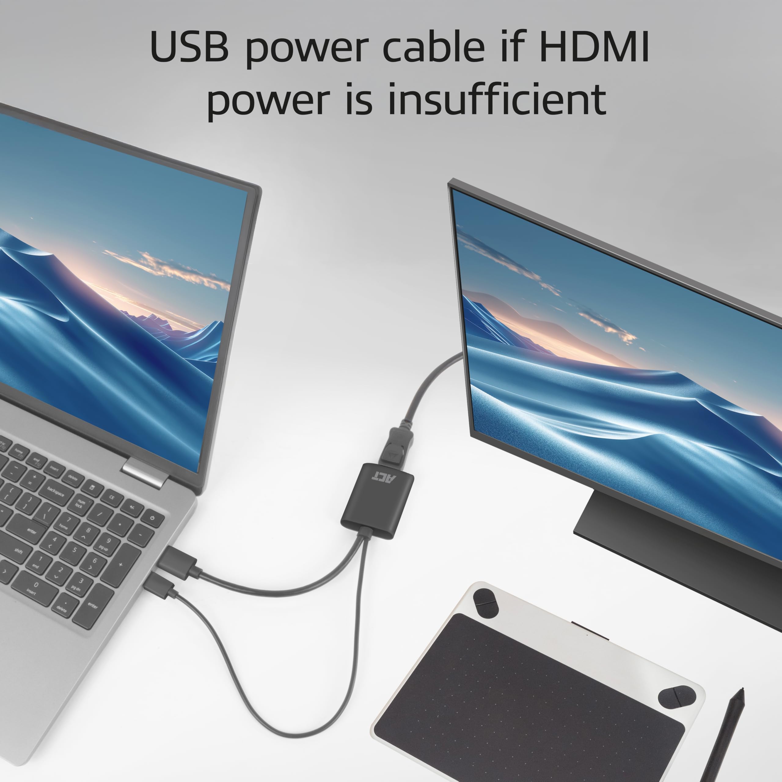 ACT AC7536 Adaptateur HDMI DisplayPort 4 K @ 60 Hz Alimentation USB Adaptateur vidéo Actif HDMI 2.0 vers DisplayPort 1.2 Détection à Chaud
