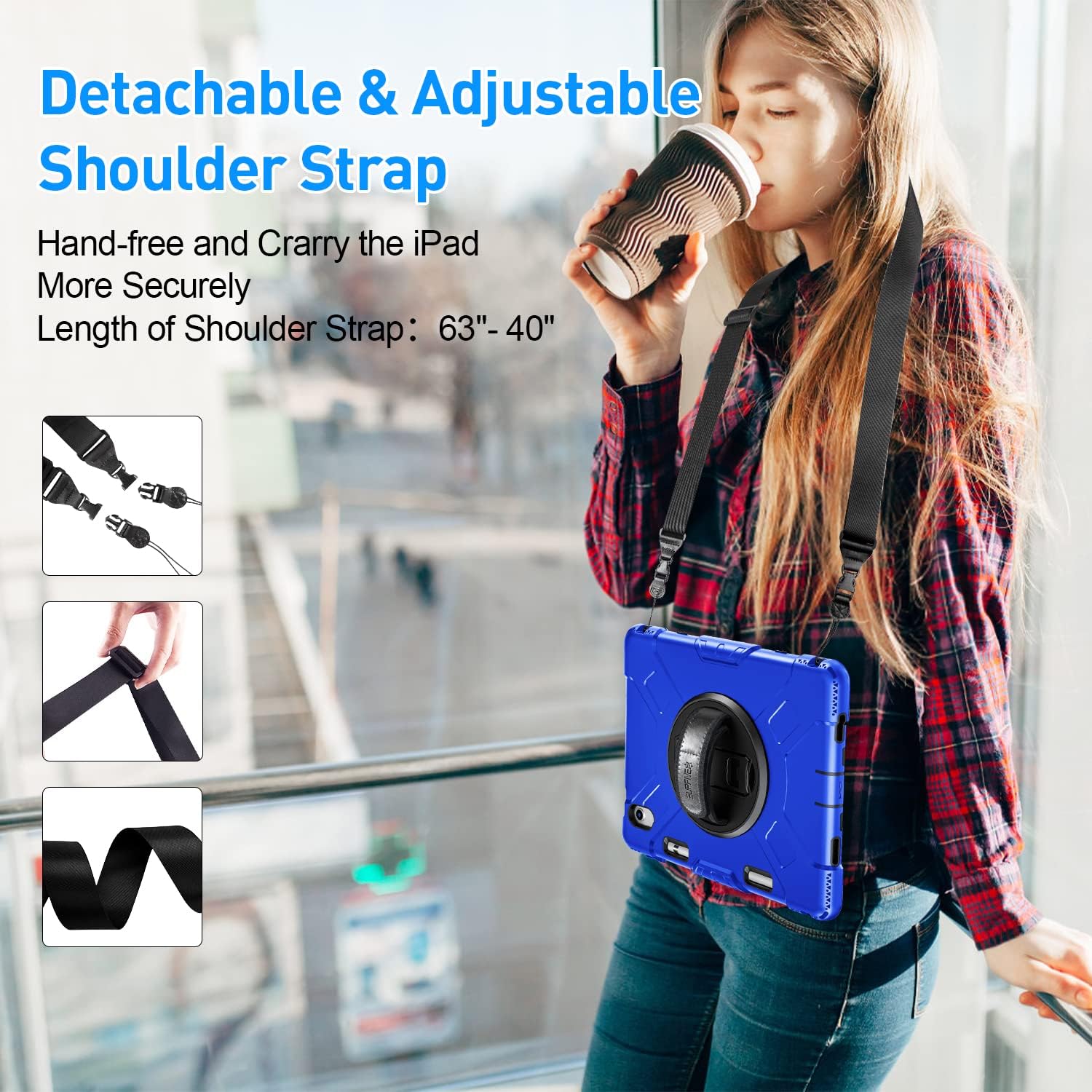 SUPFIVES Case for iPad (A16) 11th/10th Generation 2022/2025, Full-Body Drop Protection Cover for iPad 10th Gen 10.9/11 inch with Screen Protector, 360° Rotate Stand, Shoulder Strap, Pencil Holder