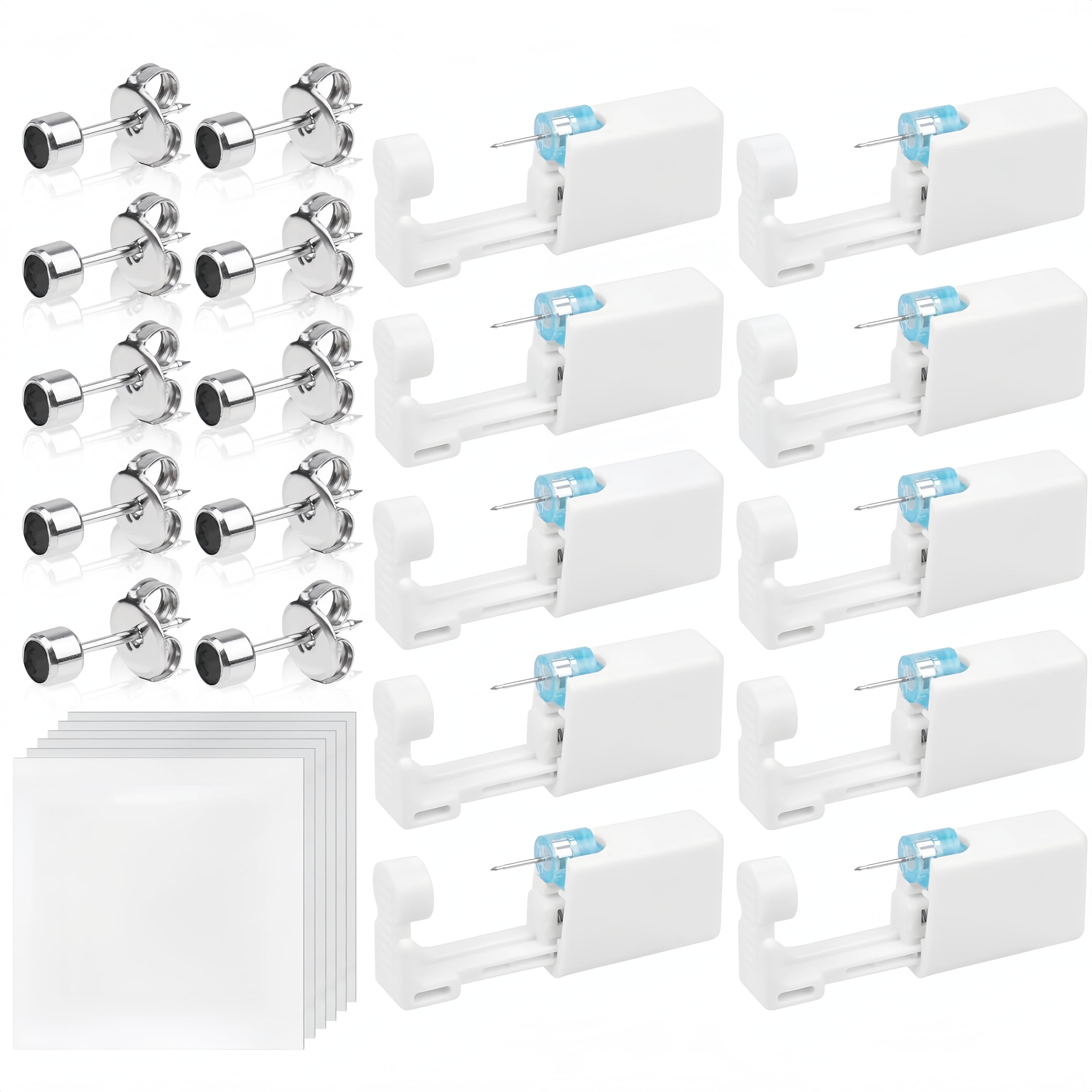 AucuuDisposable Ear Piercing Gun, Painless Disposable Self Ear Piercing Kit, Safety Asepsis Earring Ear Stud Gun Kit Tool with 10 Ear Studs for Girls Women Men