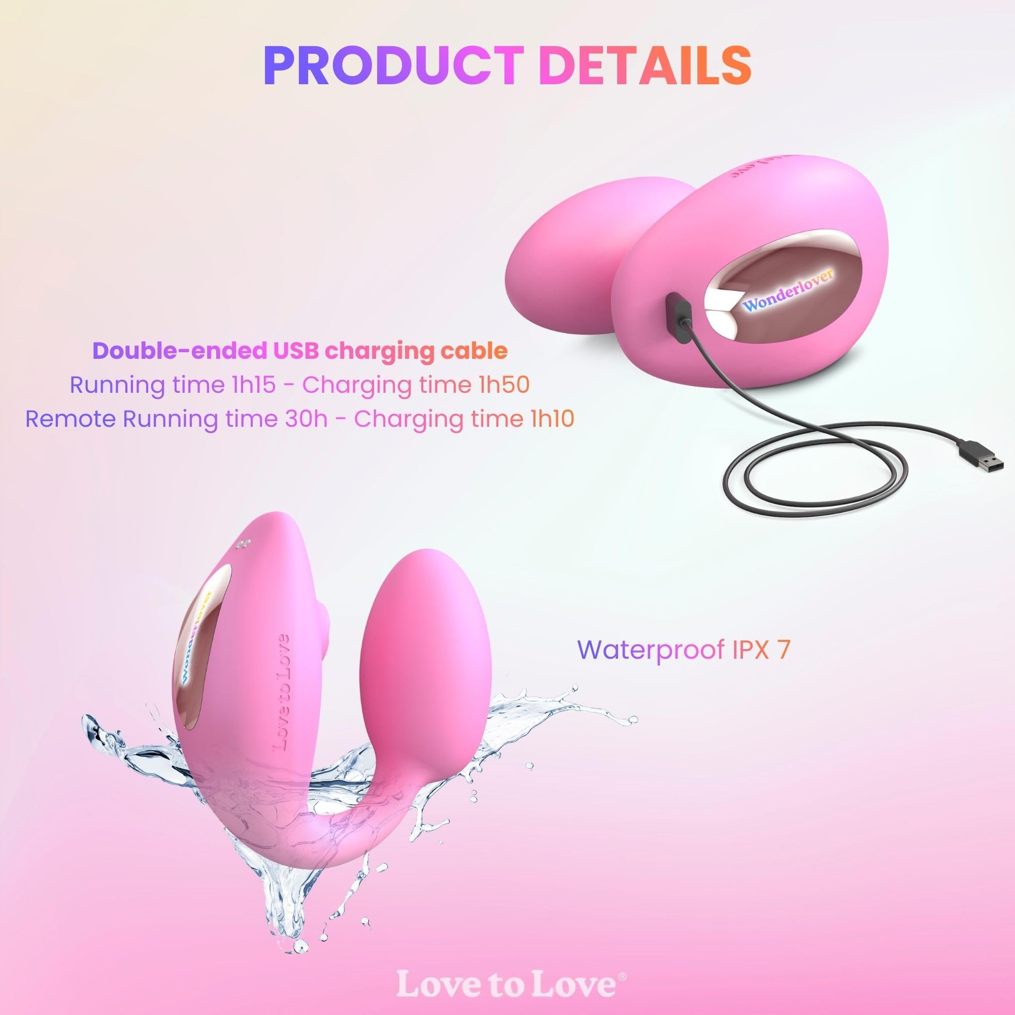 Love to Love Wonderlover – Sex toy ovetto vibrante con telecomando a distanza, doppia stimolazione clitoride & punto G, tecnologia flapping, 9 modalità, impermeabile, utilizzo a mani libere