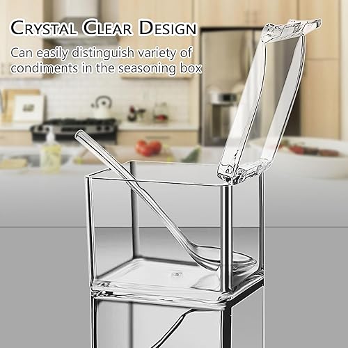 Miniatura 3 de VRESOURCING Caja de condimentos transparente, contenedor de almacenamiento de condimentos transparentes para condimentos para especias, sal y