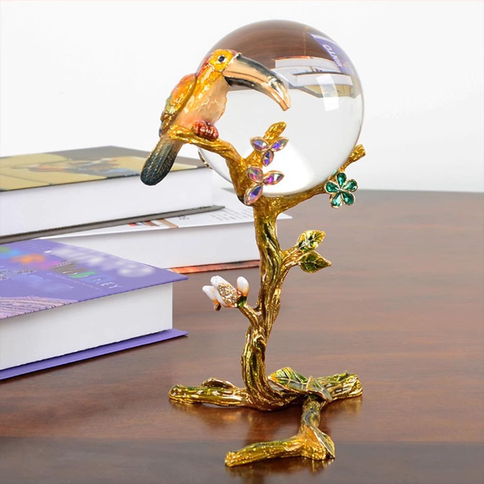 Transparente Glaskugel Ornamente – dekorative K9-Glaskugeln mit Metallständer für Zuhause, Fengshui, ideal für Wohnzimmer, Schlafzimmer, Büro, Eingang