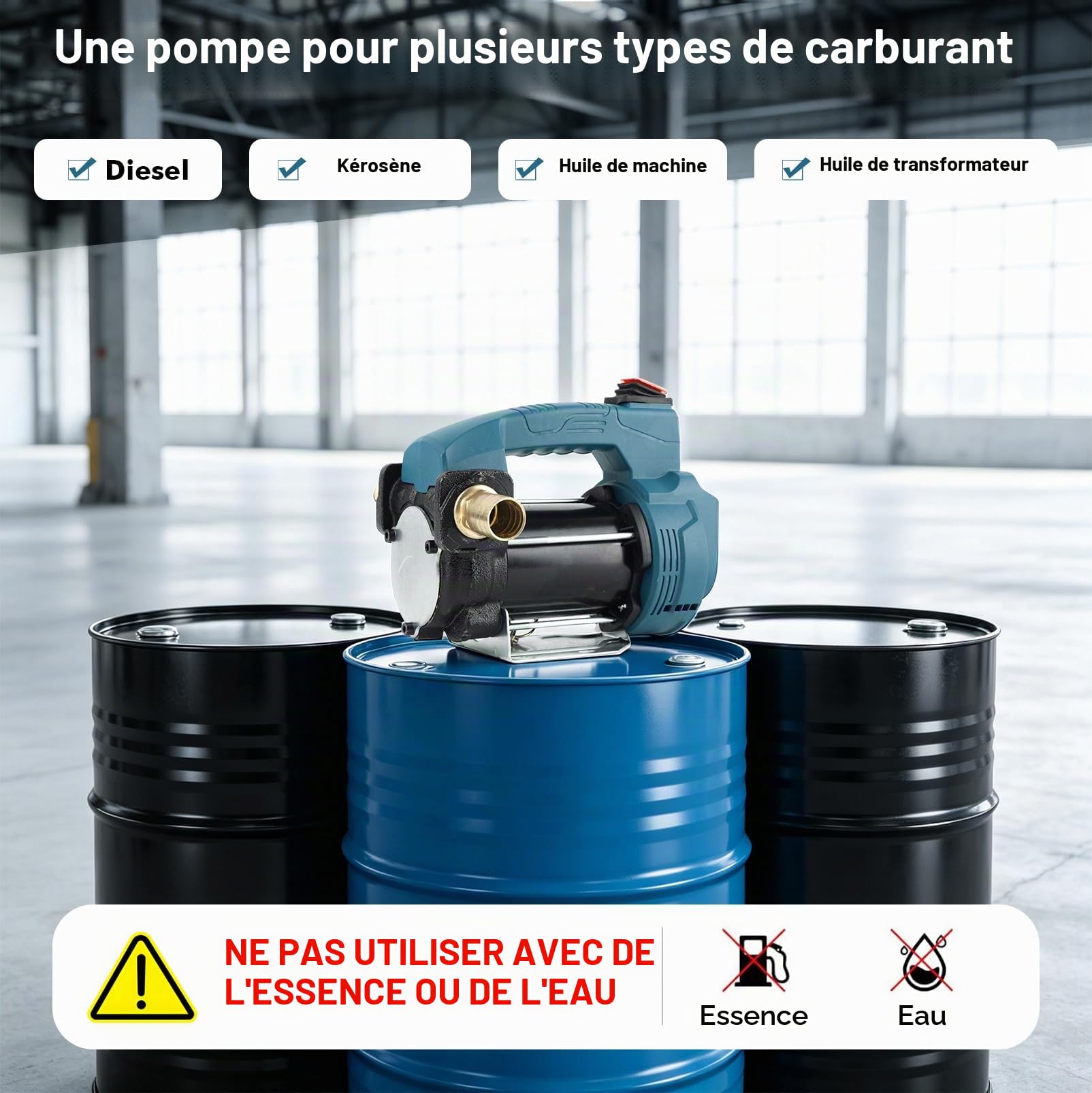 Pompe à Gasoil Sans Fil 45L/min compatible avec Makita 18 V