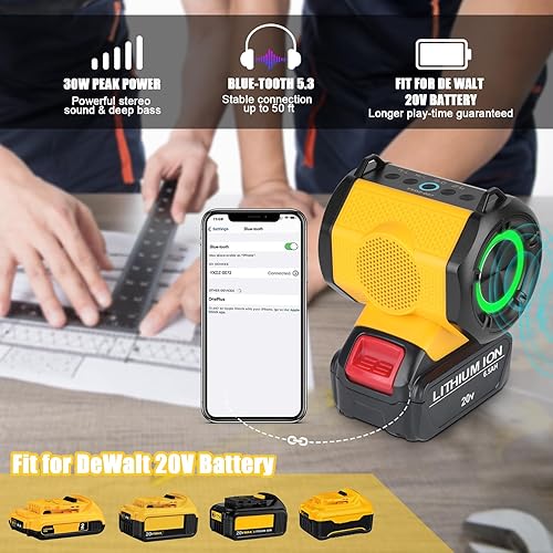 Miniatura 3 de JYJZPB Altavoz inalámbrico inalámbrico compatible con batería Makita de 18 V, altavoz de dientes azules apto para batería Makita de 18 voltios,