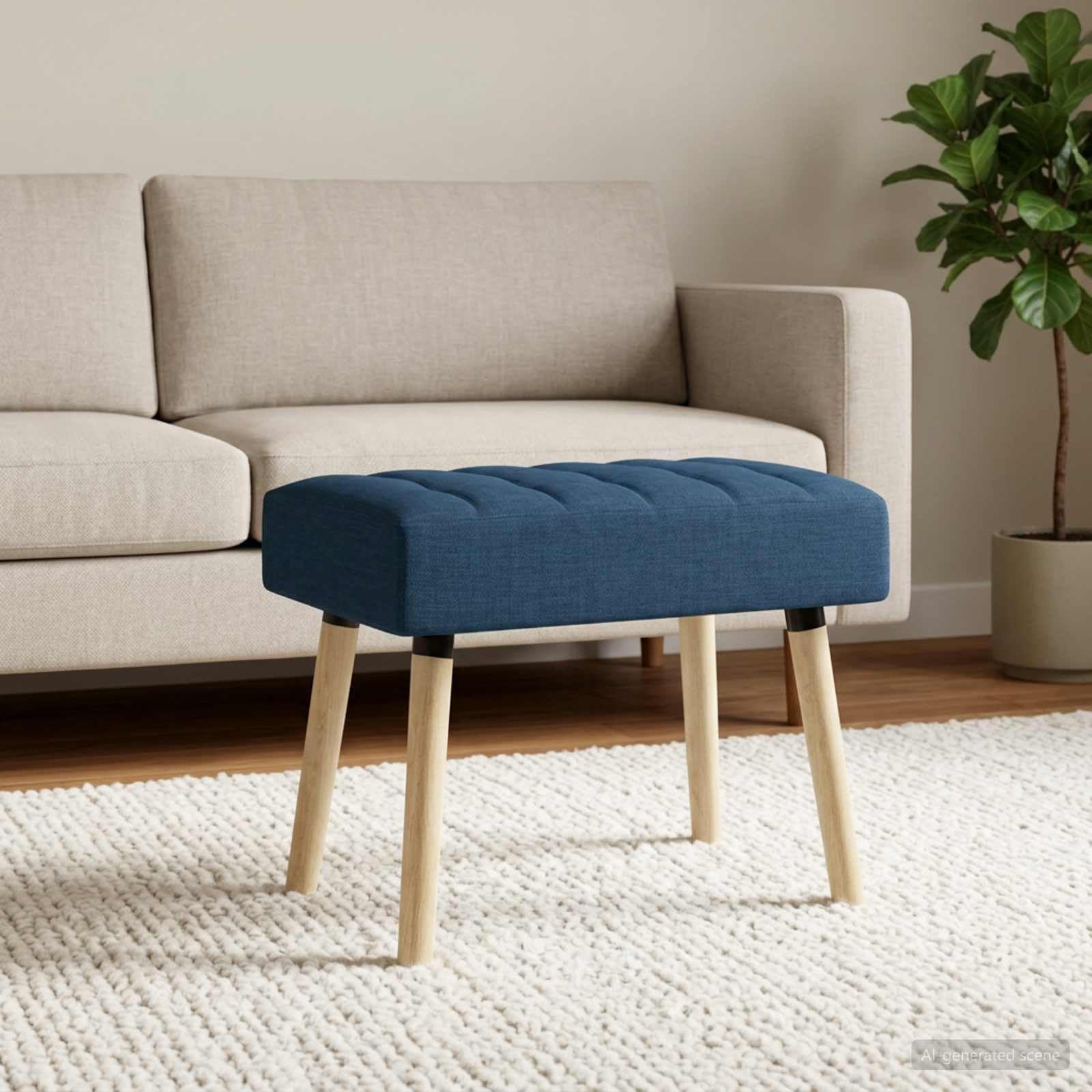 vidaXL Kanaal-geplooide bank Blauw 60 x 40 x 45 cm Stof