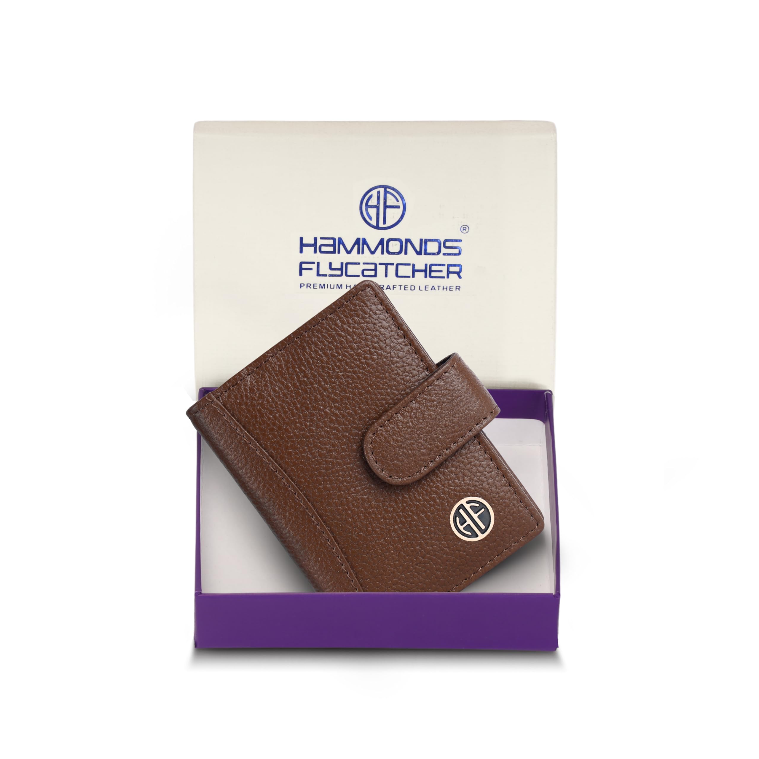 HAMMONDS FLYCATCHER Genuine Leather Card Holder Wallet for Man & Women, RFID Protected ATM/Credit Card Holder Wallet for Men with 18 Slots, Gift for Men, Father, Husband, Boyfriend - Brushwood
