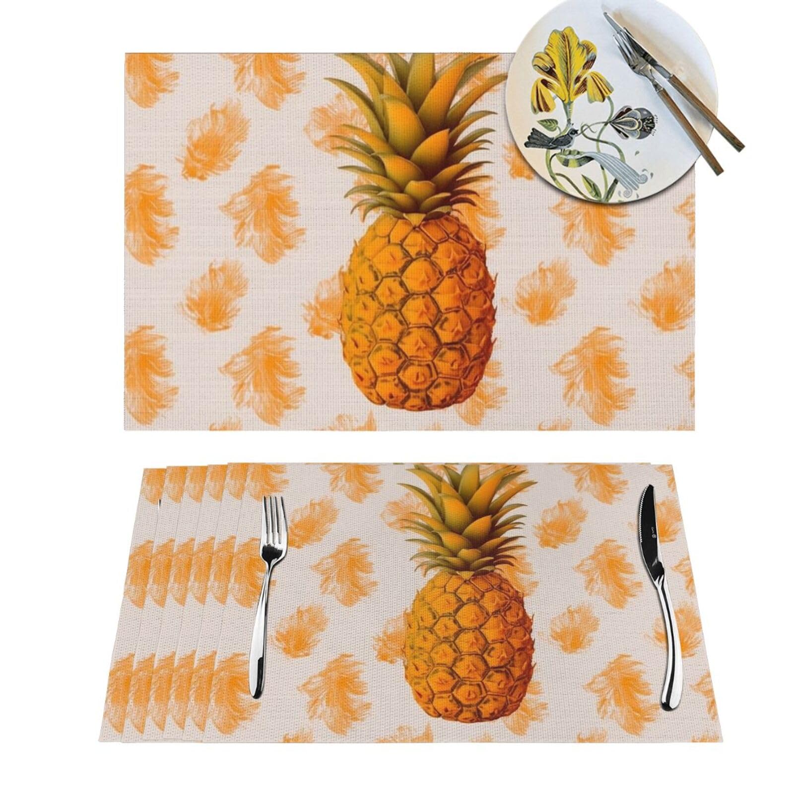 Set de table lavable orange en PVC antidérapant pour salle à manger - 6x