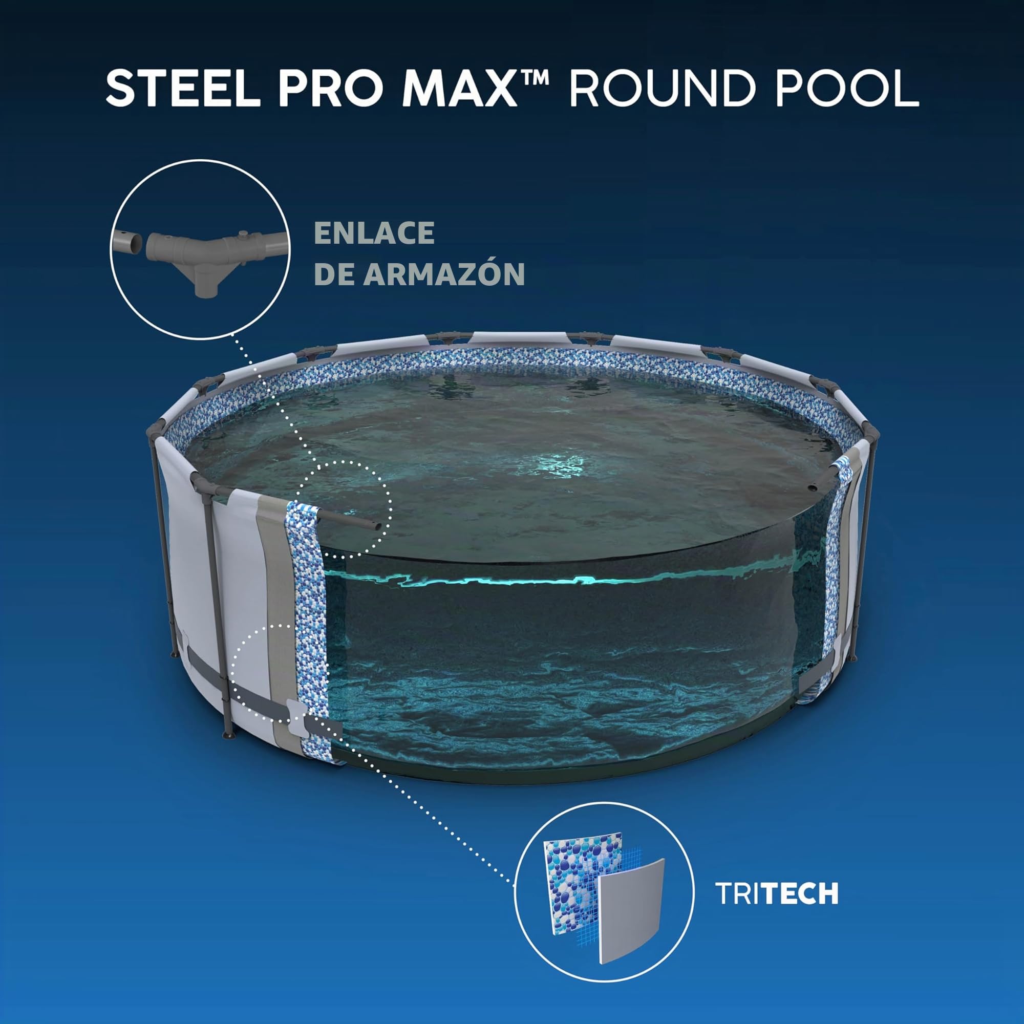 BESTWAY 56406 - Piscina Desmontable Tubular Steel Pro MAX 305 x 76 cm, Multicolor