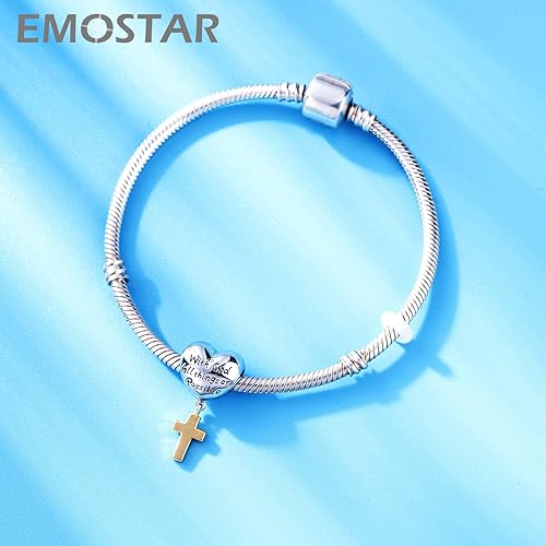 Miniatura 2 de Juego de abalorios de Navidad para pulseras Pandora, dijes de muñeco de nieve feliz y cruz dorada en plata de ley 925, regalos de celebración para