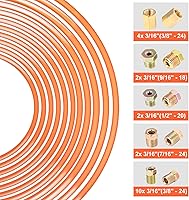 Vista 5 de Línea de freno de 3/16 pulgadas, tubo fácil de doblar, línea de freno con revestimiento de cobre 3/16 de 25 pies + 16 accesorios de línea de freno