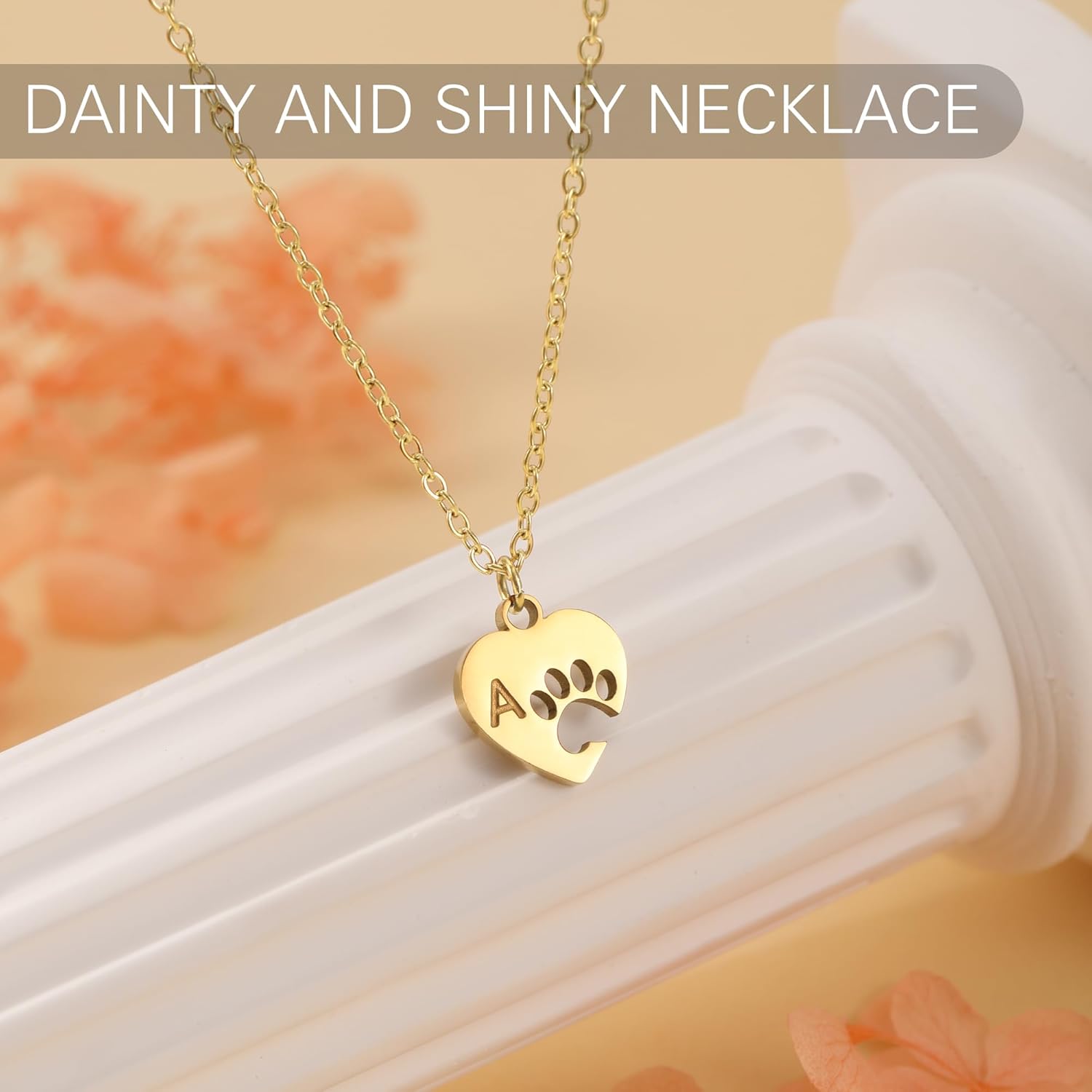 Memorial Gifts for Dog lover Cat lover Initial Neckalce for Women with Paw Dainty 14k Gold Plated Heart Necklace Mothers Day Dog Mom Gifts Birthday Gift for Pet Lovers - Image 5