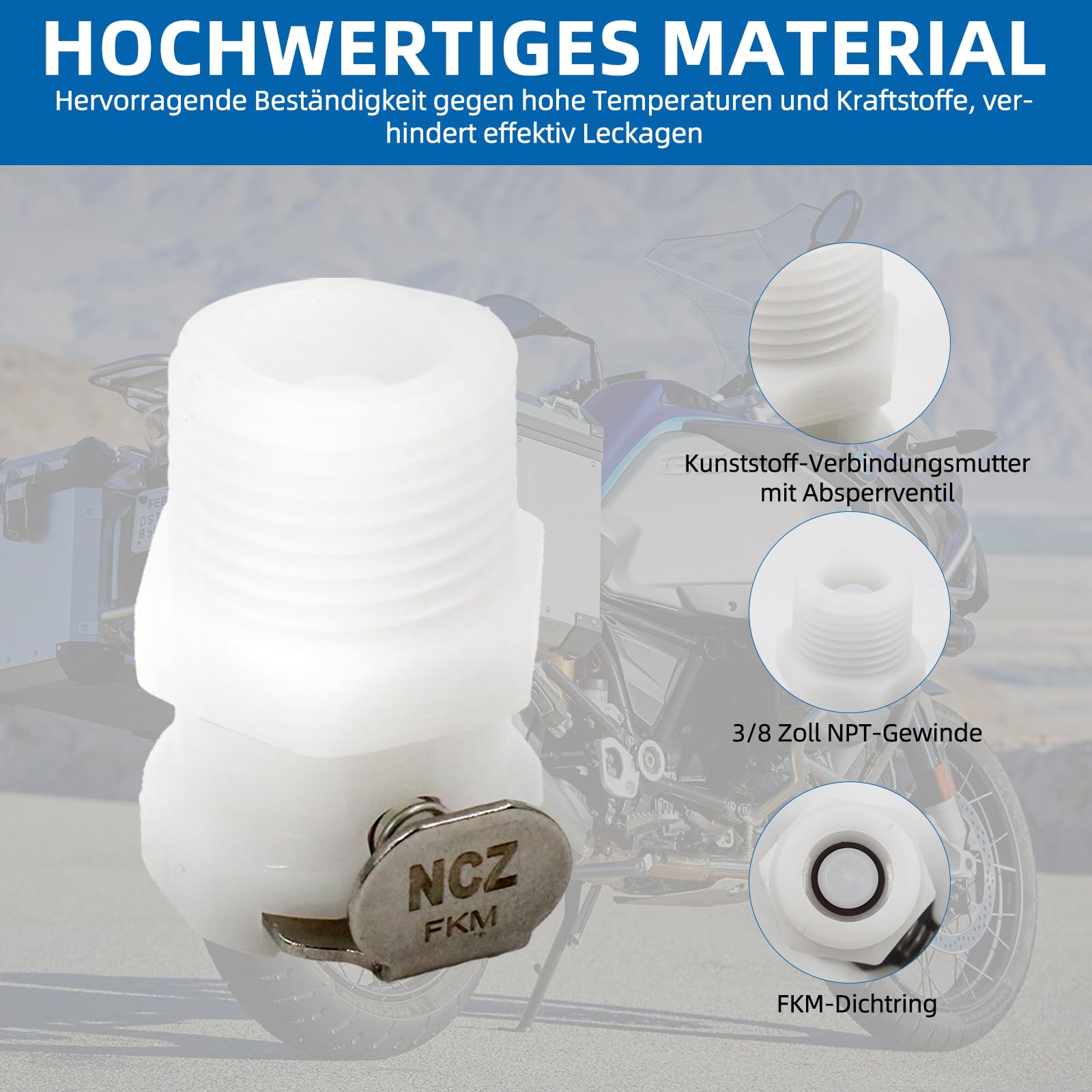 Raccord rapide pour pompe à carburant R1200GS, R1200R, R 1200 RT, K1200R, K1200S, K1200GT et autres modèles.