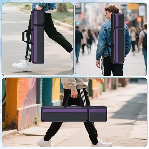 Miniatura 6 de Estuche para Taco de Billar 4x5, Funda de Transporte para Taco de Billar Suave Acolchada Bolsa para Palos de Billar con Múltiples Bolsillos para 4
