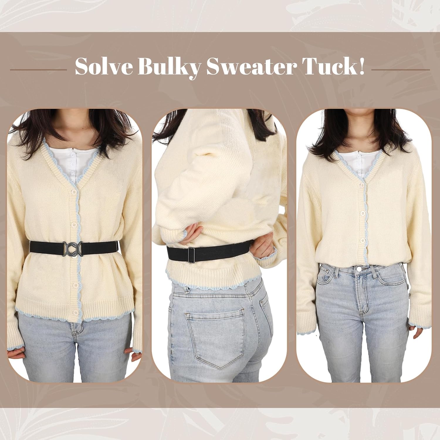 JASGOOD Women No Show Stretch Belt Adjustable Elastic Web Belt with Flat Buckle for Jeans Pants Casual Belts - Image 3