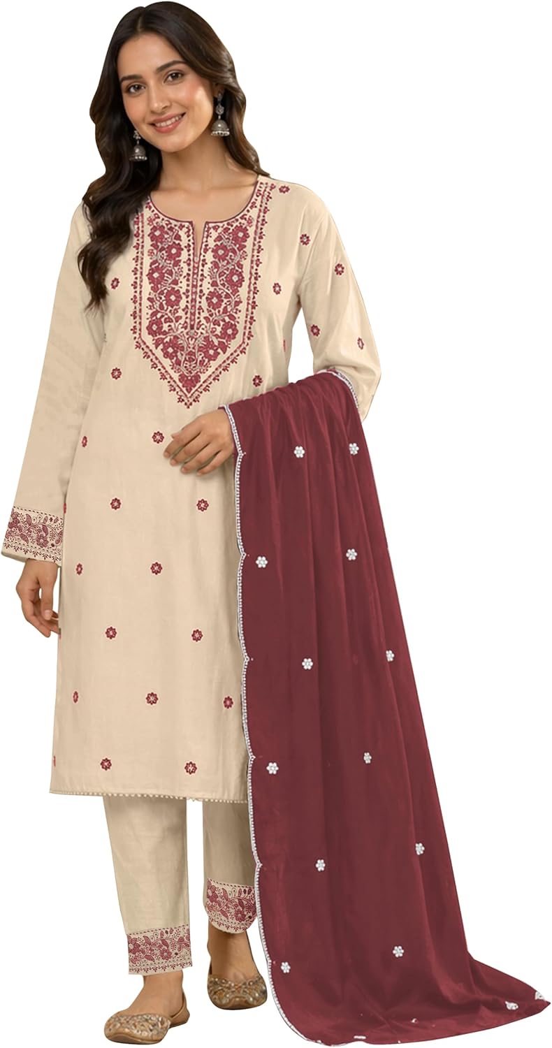 STELLACOUTURE Ready to wear salwar kameez for women, Plus size Indian Pakistani Khadi Cotton suit, Eid, Wedding, Party 3076-O