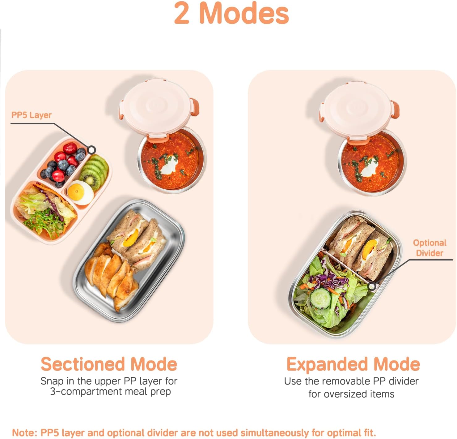 18/8 Stainless Steel Bento Box, Bento Lunch Box with Soup Bowl for Kids and Adults, Food Containers with Bag for Office or School, Pink