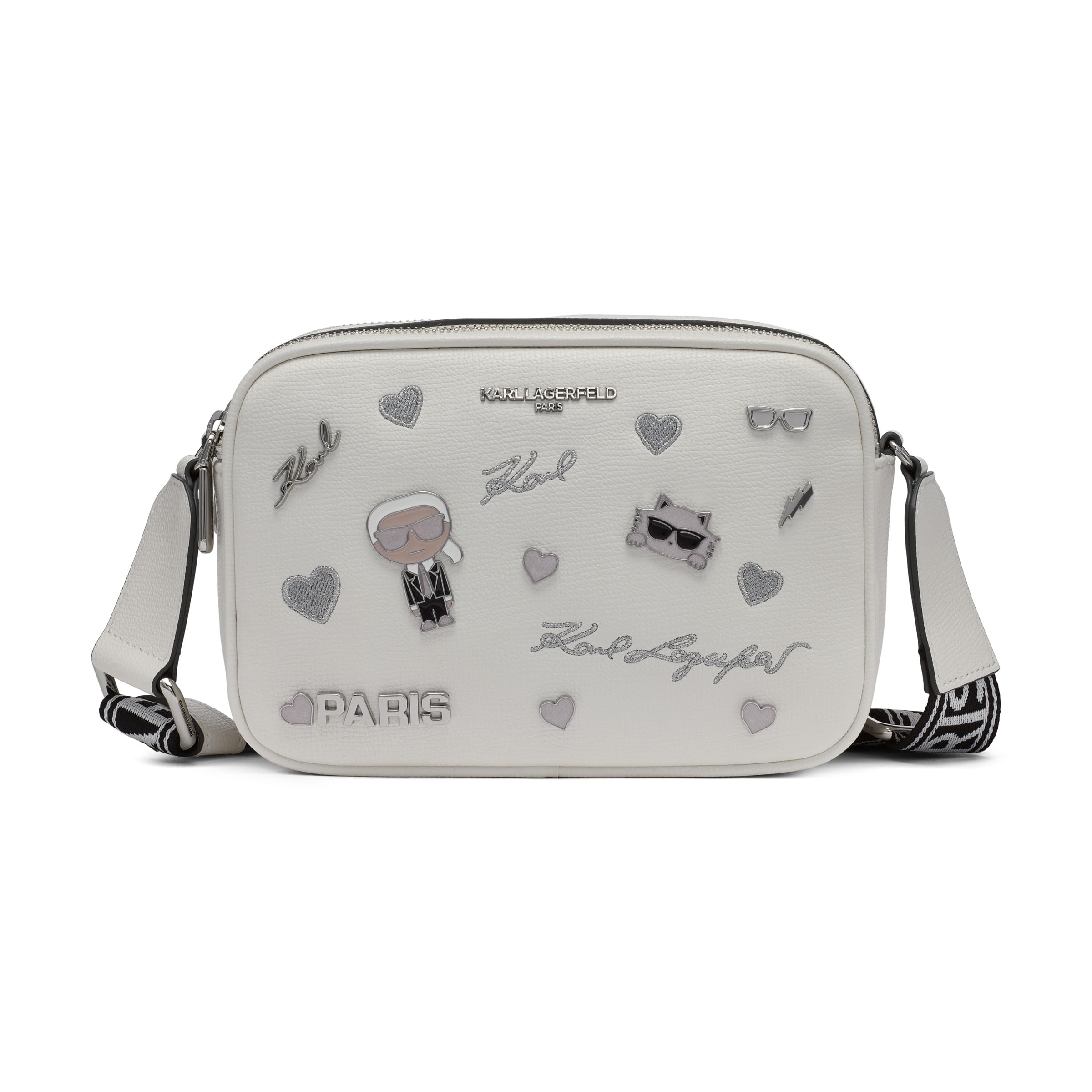 KARL LAGERFELD Women's Maybelle Pin Crossbody Handbag | PU Leather, Adjustable Crossbody Strap, Zipper Closure, Lined Inte...