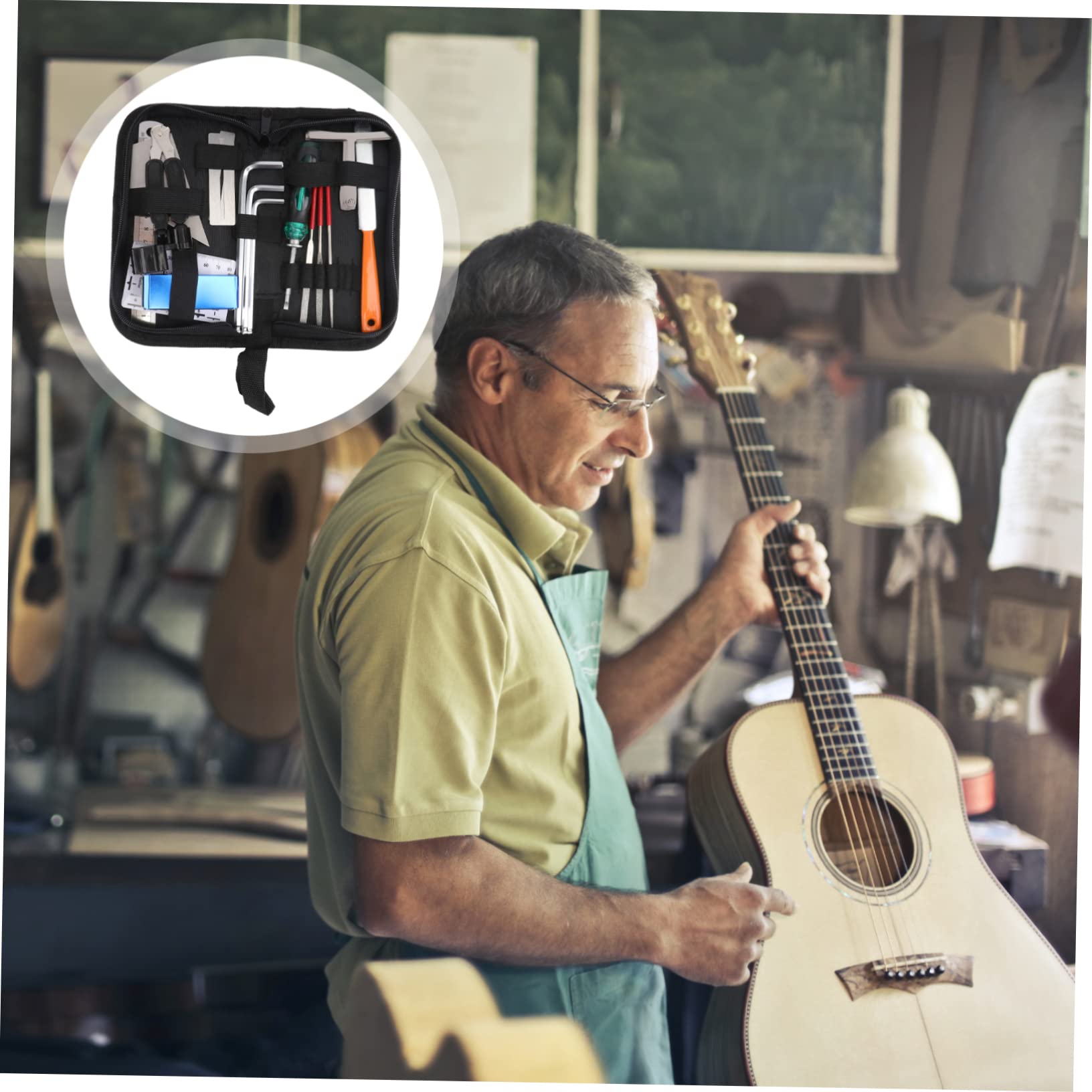 Kit Strumenti Manutenzione Chitarra Nero Ferro Gomma | Uso Professionale, Riparazione e Cura, Pratico Nell'impiego, Accessorio Musicale