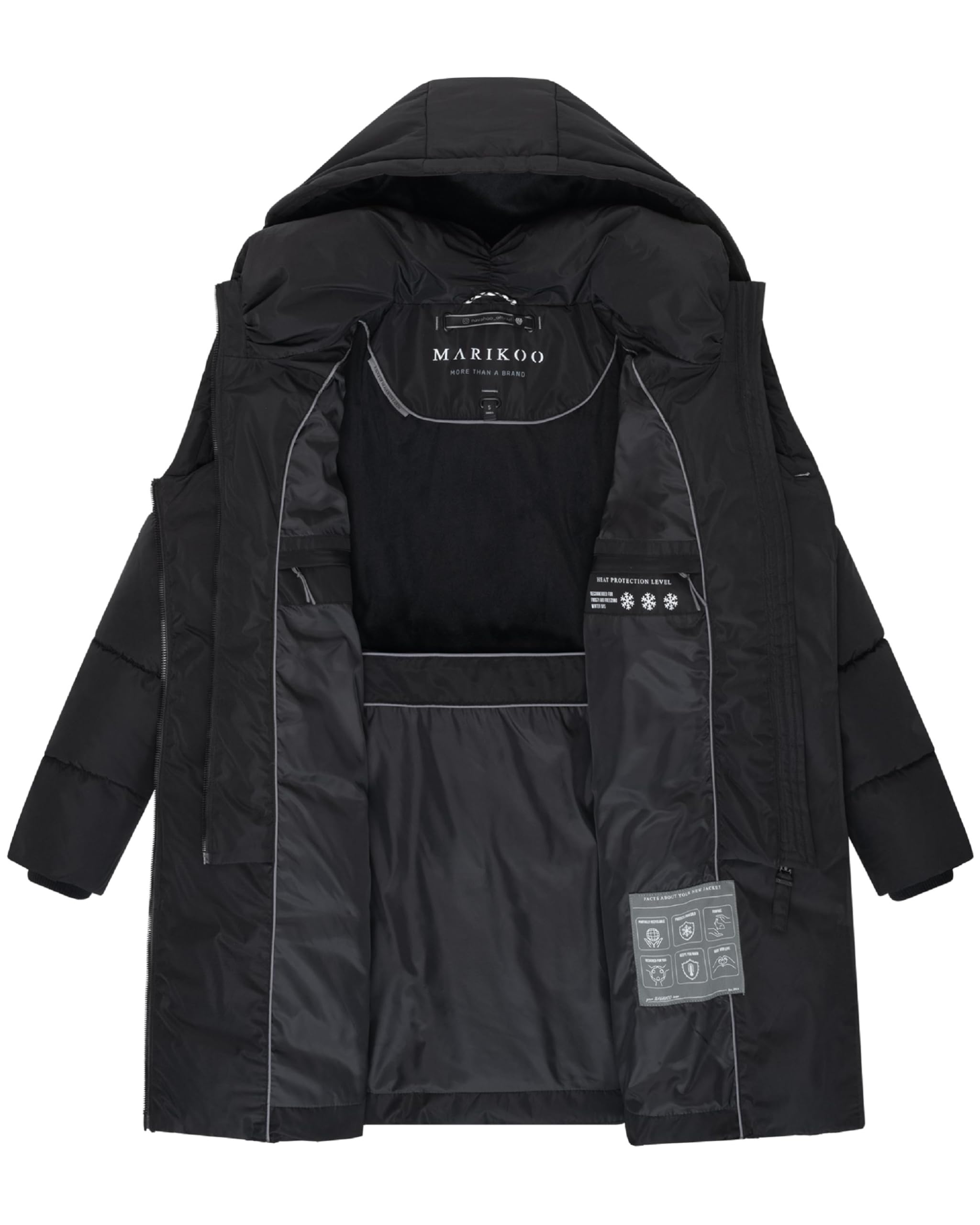 MARIKOO Cappotto lungo donna calda giacca invernale con doppia cerniera e cappuccio Virenaa 16 S-3XL