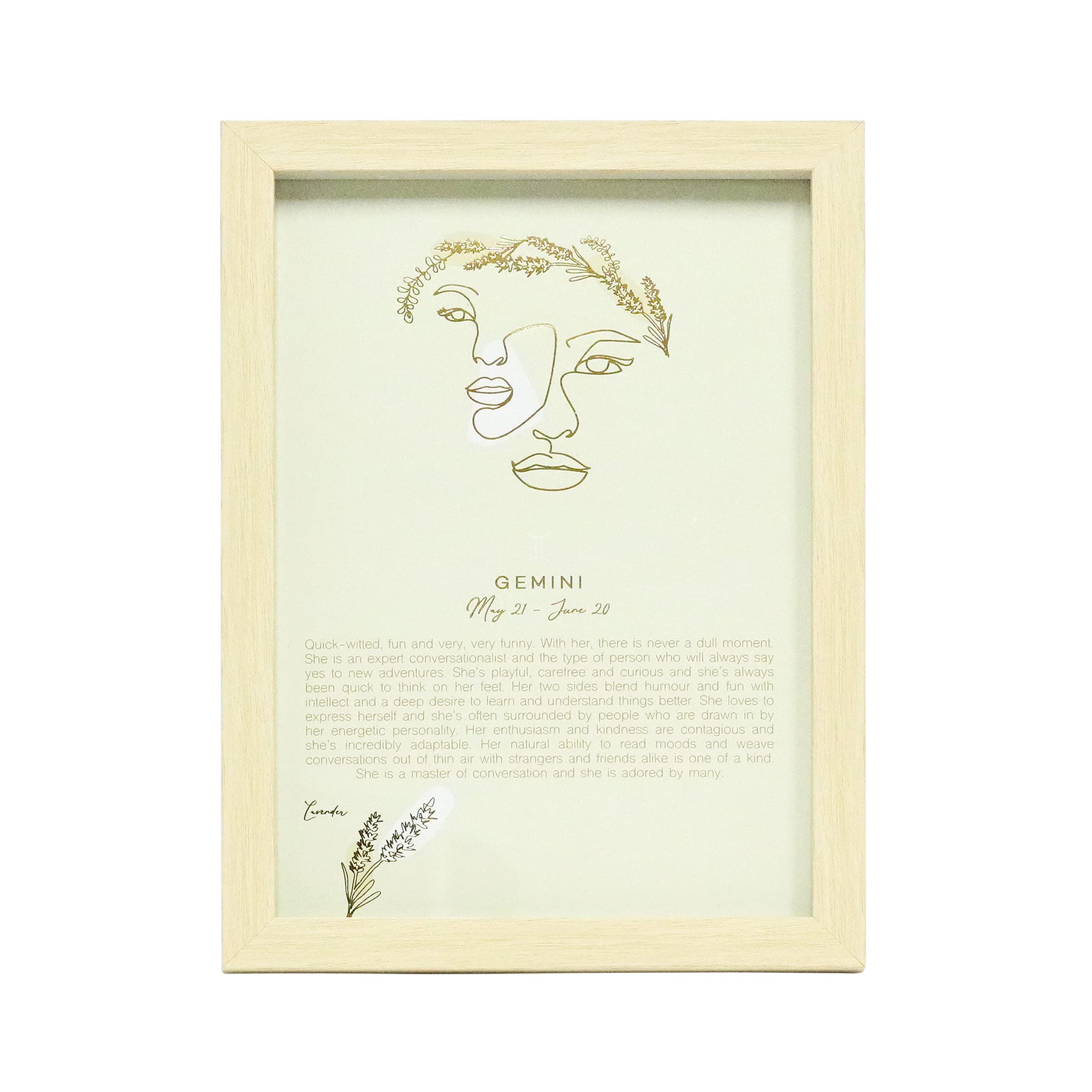 Splosh Women's Gemini Mystique Framed Print - May 21St - June 21St - Zodiac Wall Art - Star Sign Prints - Meaningful Gifts, Minimalistic & Aesthetic Room Decor. Zodiac Horoscope Posters, Gifts.