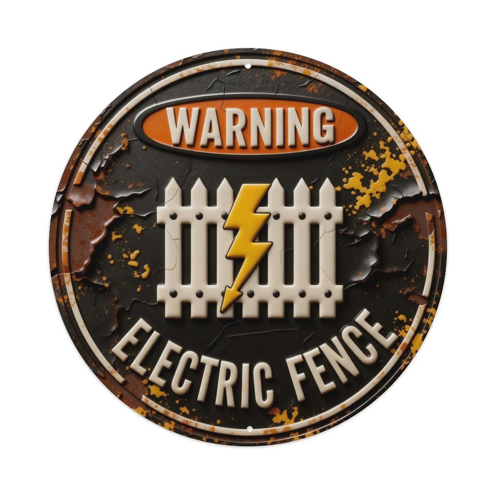 Zlatcbu Vintage Warning Electric Fence Sign Pattern Metal Tin Sign Retro Wall Art Poster, Decor For Home Living Room Bar Cafe Garage, 8X8 Inch