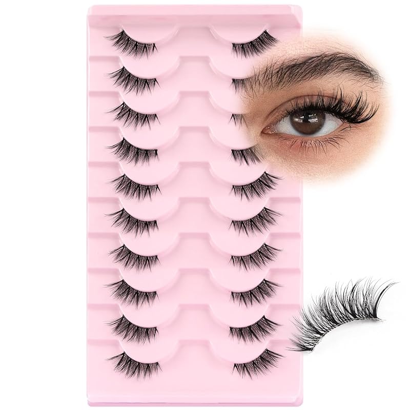 Cílios postiços meia-lua Ahrikiss efeito natural, estilo cat eye TB05