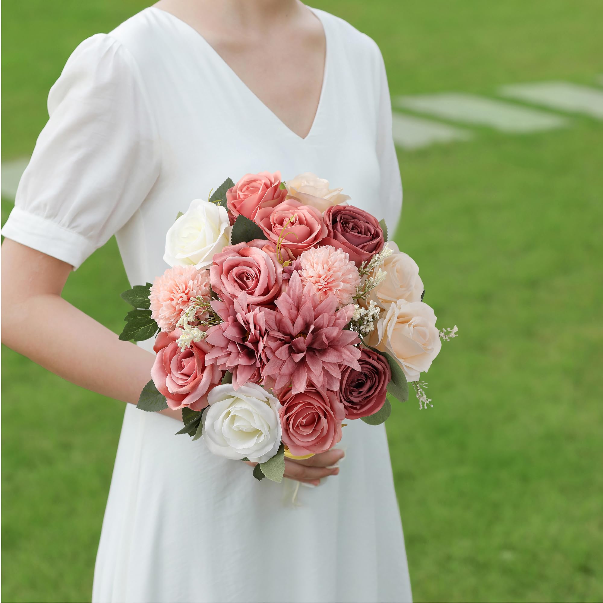 Künstliche Blumen-Kombination, künstliche Blumen für DIY-Tische, Tafelaufsätze, Babyparty, Brautparty, Hochzeit, Blumenstrauß, Arrangements, Party, Kerzenhalter, Kuchendekoration, Blume,