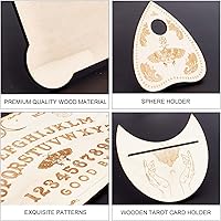 Vista 3 de CREATCABIN Tablero de madera para péndulo, tablero de tarot, kit de soporte de cartas de madera con plancha y radiestesia, mensaje metafísico