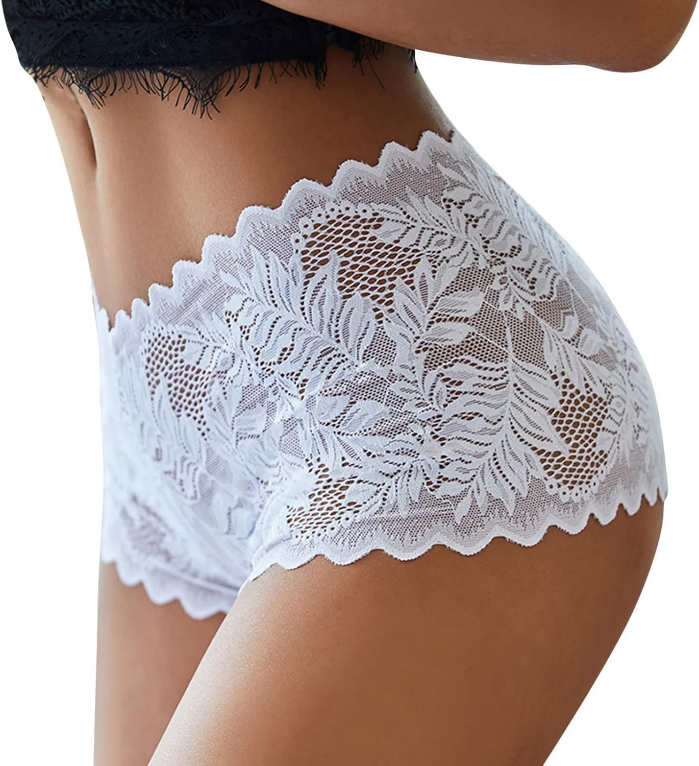 manglam enterprises Women Lace Boyshort Sexy Floral Panties Low Rise Underwear Ladies Bustier Garter Lingerie for Women (in, Alpha, XL, Regular, Big, White)-picture-15