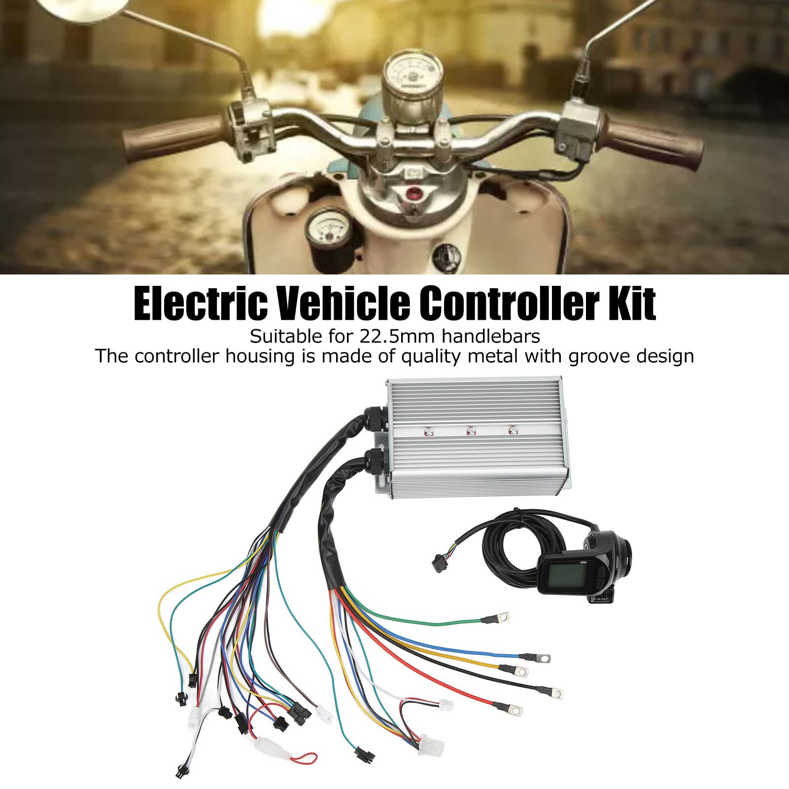 BuyWeek Kit de Contrôleur de Moteur sans Balais pour Vélo Électrique, 36V 48V 1500W Contrôleur de Moteur sans Balais avec Panneau d'Affichage LCD pour Scooter Électrique, Vélo Électrique